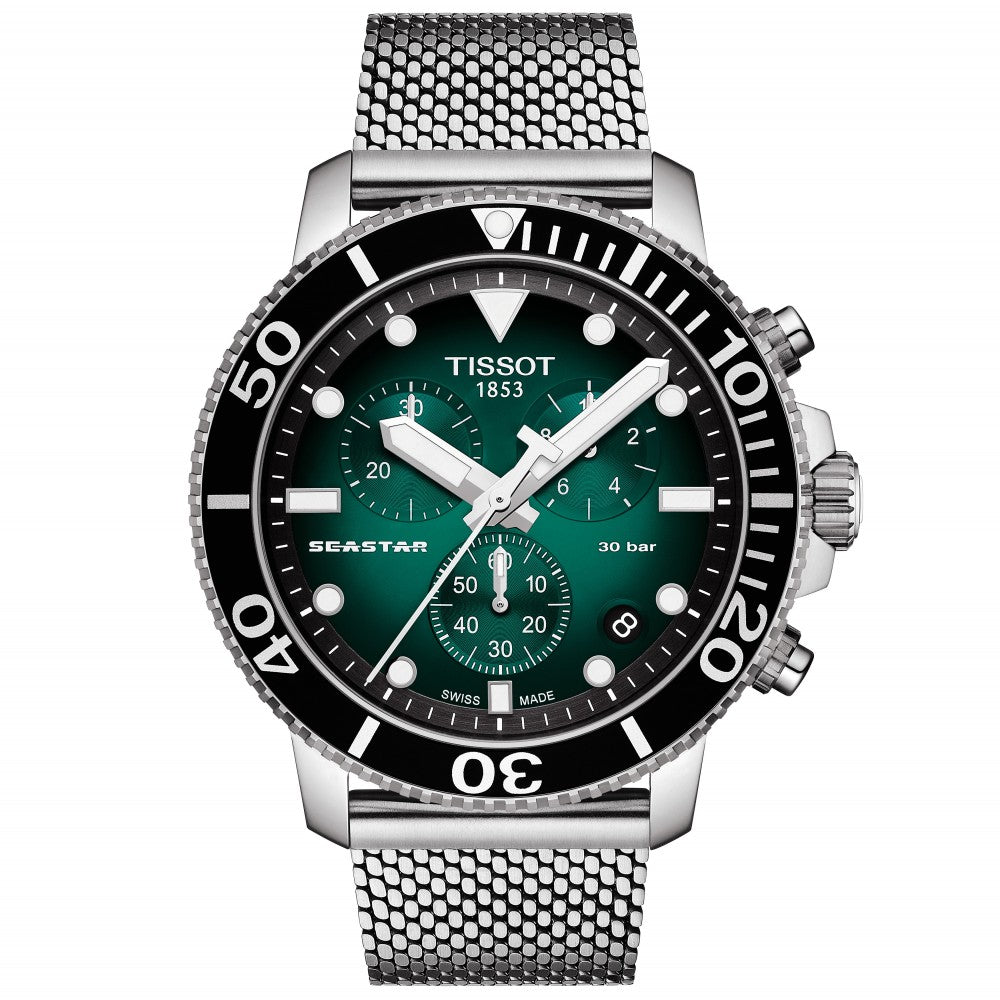 Tissot Chronograph Watch SEASTAR 1000 Green Mesh - T120.417.11.091.00